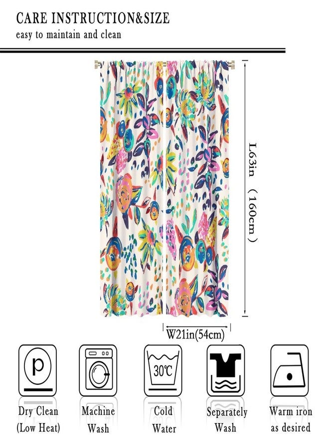 YCness Floral Print Curtains for Living Room, Boho Paisley Flower Window Treament for Bedroom, Colorful Jacobean Blackout Drapes 2 Panel Sets,42x63 Inch - Image 2